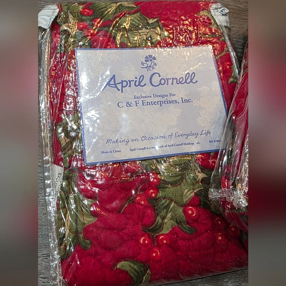 April Cornell Festive Red and Green Holiday Sham